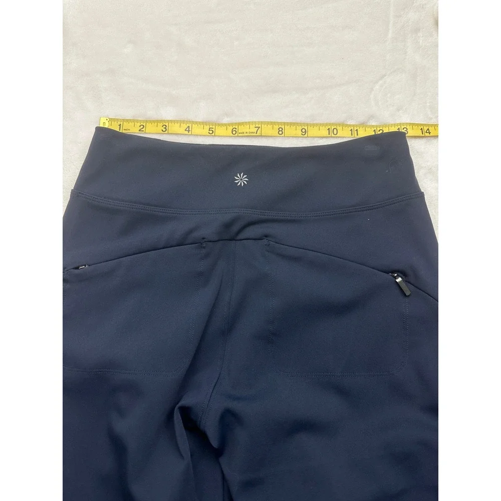 Athleta Cargo Pants Women 6 Navy Blue Headlands Hybrid Tapered Zipper Pockets